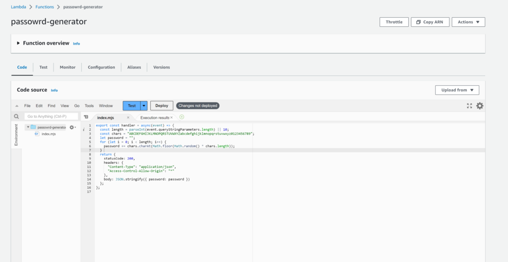 nodejs on aws lambda - function code